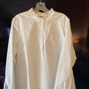 Talbots white with black polka dots blouse